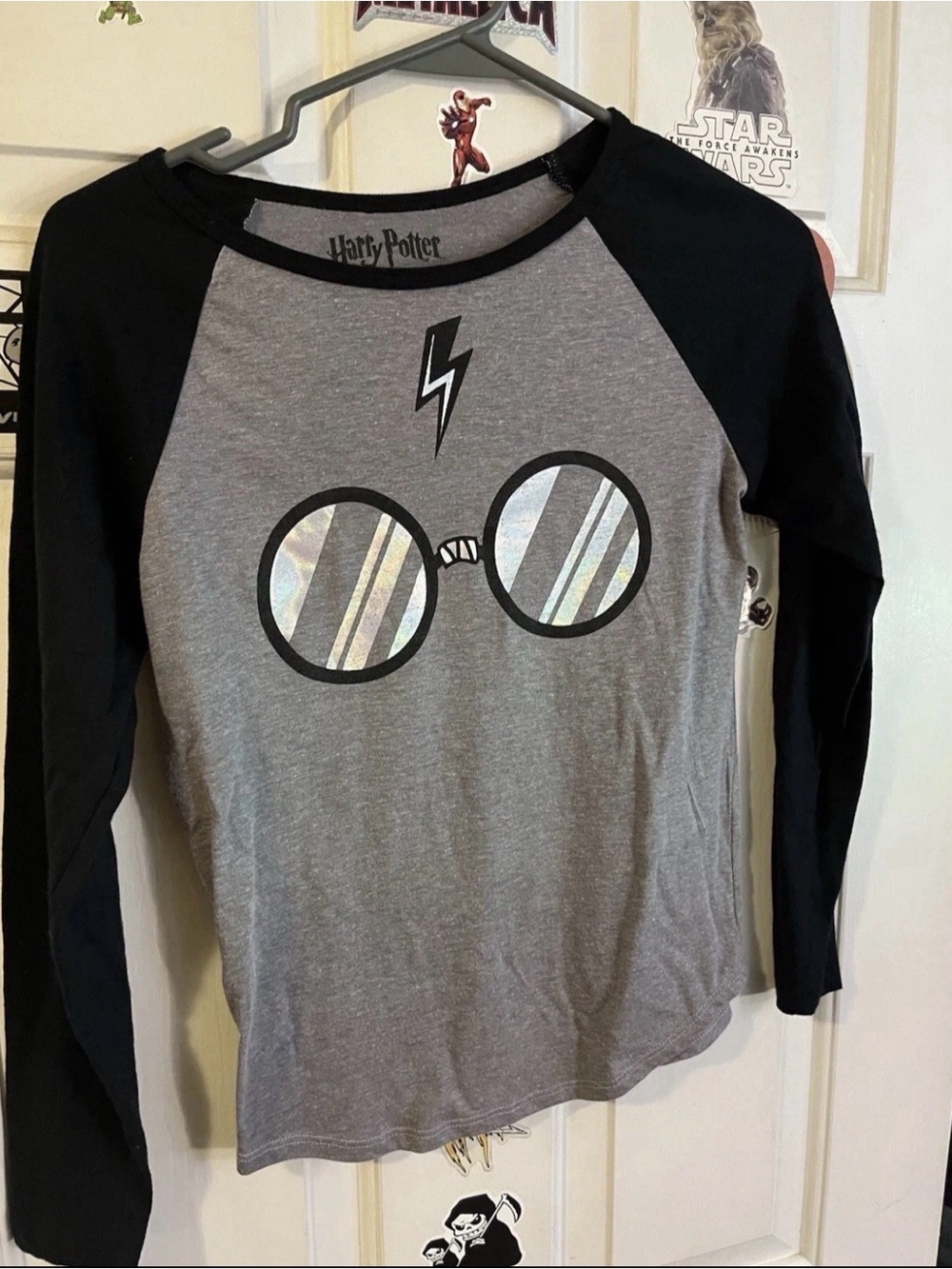 Harry Potter Wizarding World Hogswart Womens XL /16  Black/Grey Lg Sleeve TShirt